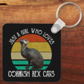 Gewoon Een Meisje Dat Van Cornish Rex Katten Houdt Sleutelhanger (Achterkant)