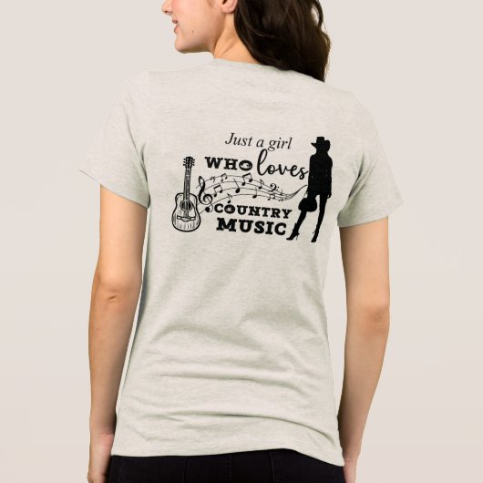 Gewoon een meisje dat van countrymuziek houdt Tri-Blend shirt (Achterkant)