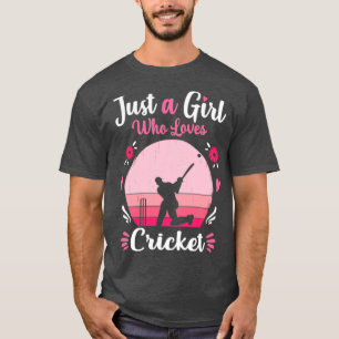 Gewoon een meisje dat van cricket roze retro  houd t-shirt