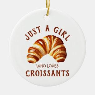 Gewoon een meisje dat van croissants houdt keramisch ornament