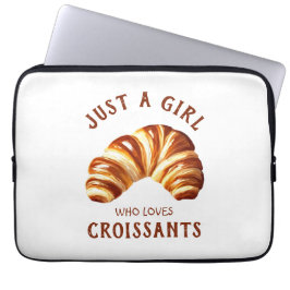 Gewoon een meisje dat van croissants houdt laptop sleeve