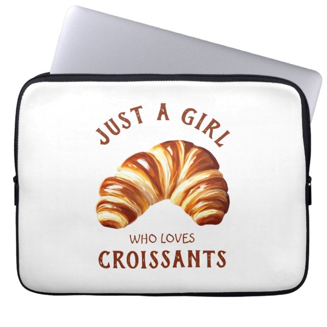 Gewoon een meisje dat van croissants houdt laptop sleeve (Voorkant)