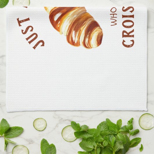 Gewoon een meisje dat van croissants houdt theedoek (Gevouwen)