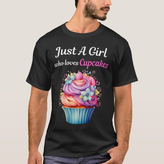 Gewoon een meisje dat van Cupcakes houdt T-shirt (Voorkant)