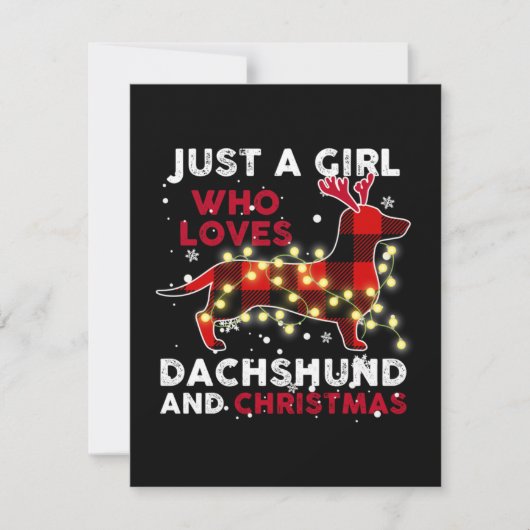 Gewoon Een Meisje Dat Van Dachshund En Kerstmis Ho Notitiekaartje (Voorkant)
