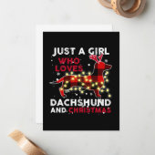 Gewoon Een Meisje Dat Van Dachshund En Kerstmis Ho Notitiekaartje (Voorkant / Achterkant in situ)