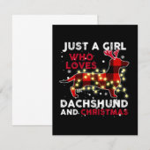 Gewoon Een Meisje Dat Van Dachshund En Kerstmis Ho Notitiekaartje (Voorkant / Achterkant)