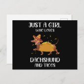 gewoon een meisje dat van dachshund houdt en tacos briefkaart (Voorkant / Achterkant)