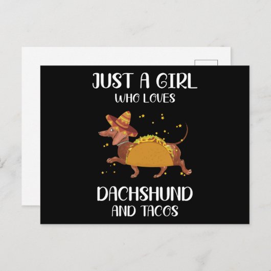gewoon een meisje dat van dachshund houdt en tacos briefkaart (Voorkant / Achterkant)