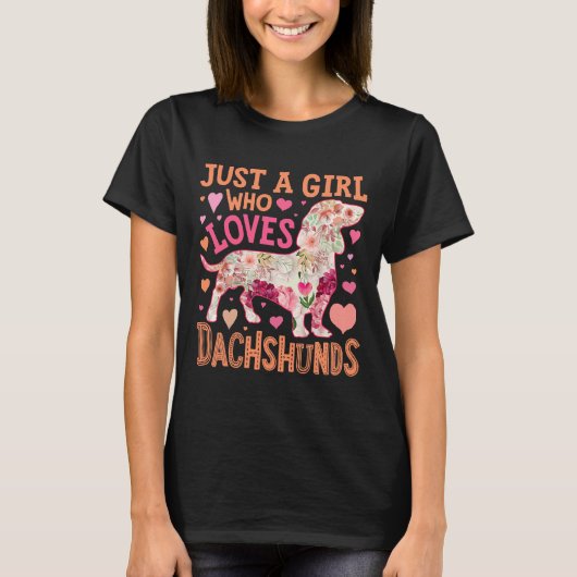 Gewoon een meisje dat van Dachshund houdt T-shirt (Voorkant)