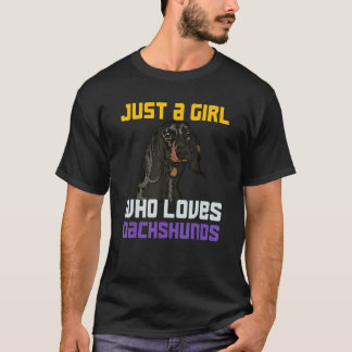 Gewoon een meisje dat van Dachshunds Dog 1 houdt T-shirt