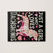 Gewoon een meisje dat van Dachshunds Dog houdt Legpuzzel (Horizontaal)