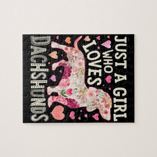 Gewoon een meisje dat van Dachshunds Dog houdt Legpuzzel (Horizontaal)