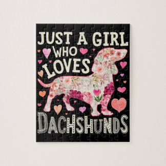 Gewoon een meisje dat van Dachshunds Dog houdt Legpuzzel