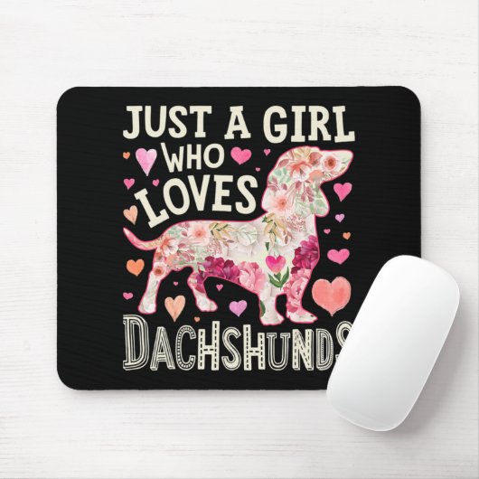 Gewoon een meisje dat van Dachshunds Dog houdt Muismat (Met muis)