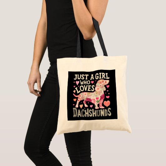 Gewoon een meisje dat van Dachshunds Dog houdt Tote Bag (Voorkant (product))