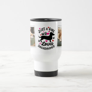 Gewoon een meisje dat van Dachshunds houdt Foto Re Reisbeker