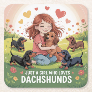 Gewoon Een Meisje Dat Van Dachshunds Houdt Kartonnen Onderzetters