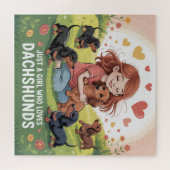 Gewoon Een Meisje Dat Van Dachshunds Houdt Legpuzzel (Horizontaal)