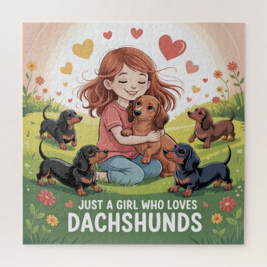 Gewoon Een Meisje Dat Van Dachshunds Houdt Legpuzzel (Verticaal)