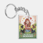 Gewoon Een Meisje Dat Van Dachshunds Houdt Sleutelhanger (Voorkant Links)