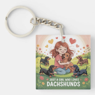 Gewoon Een Meisje Dat Van Dachshunds Houdt Sleutelhanger