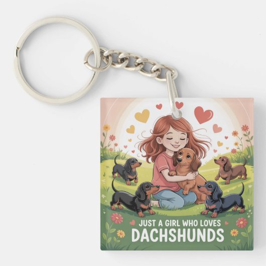 Gewoon Een Meisje Dat Van Dachshunds Houdt Sleutelhanger (Voorkant)