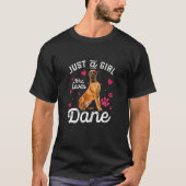 Gewoon een meisje dat van Dane Dog houdt T-shirt (Voorkant)