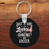 Gewoon een meisje dat van dansen en voetbal houdt sleutelhanger (Voorkant)