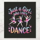 Gewoon een meisje dat van dansen houdt wijn etiket (Enkel label)