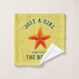 Gewoon een meisje dat van de Beach houdt Washandje