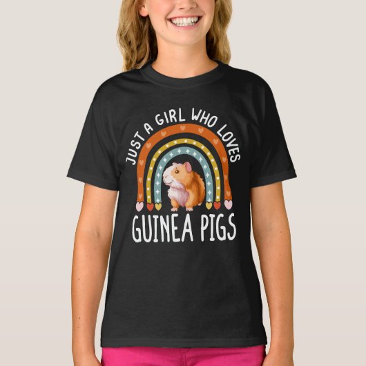 Gewoon een meisje dat van de Guinese pigs-regenboo T-shirt (Voorkant)