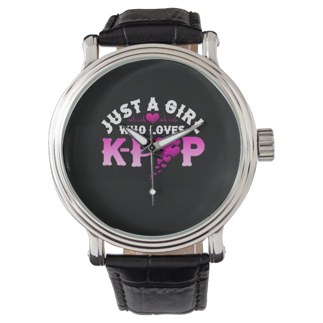 Gewoon een meisje dat van de K-Pop Vinger Heart KP Horloge (Voorkant)