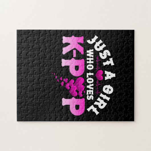 Gewoon een meisje dat van de K-Pop Vinger Heart KP Legpuzzel (Horizontaal)