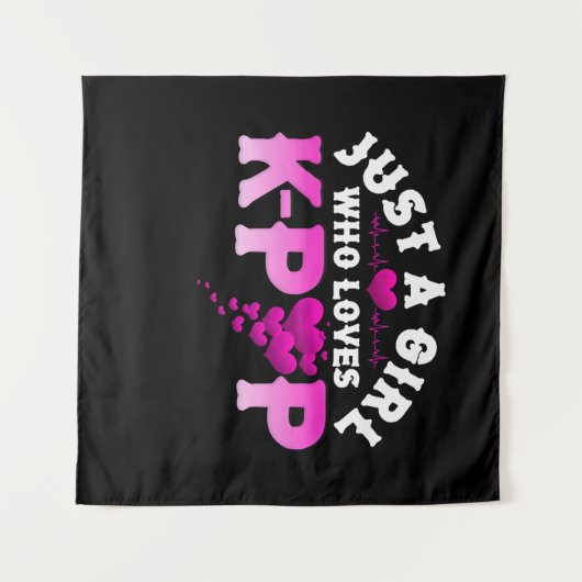 Gewoon een meisje dat van de K-Pop Vinger Heart KP Wandkleed (Voorkant (horizontaal))