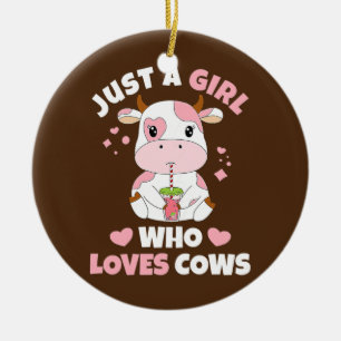 Gewoon een meisje dat van de Koe houdt, de Koe van Keramisch Ornament