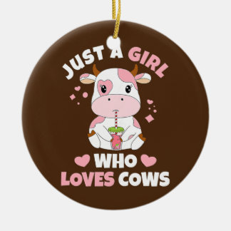 Gewoon een meisje dat van de Koe houdt, de Koe van Keramisch Ornament