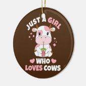 Gewoon een meisje dat van de Koe houdt, de Koe van Keramisch Ornament (Links)