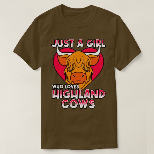 Gewoon een meisje dat van de Koeien van de Highlan T-shirt (Design voorkant)