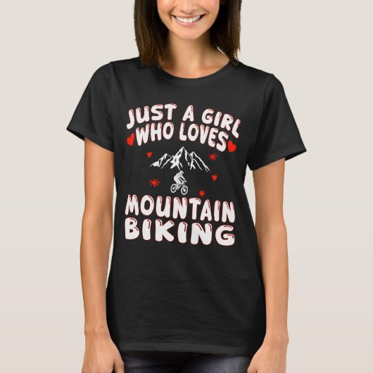 Gewoon een meisje dat van de mountainbiking houdt t-shirt (Voorkant)