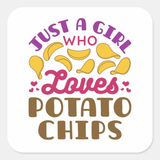 Gewoon een meisje dat van de potato Chips snack fo Vierkante Sticker (Voorkant)
