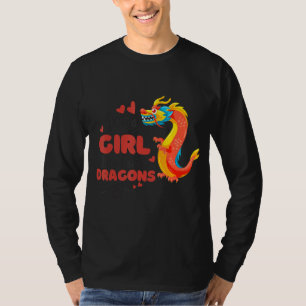 Gewoon een meisje dat van de rode dragons Herfst i T-shirt