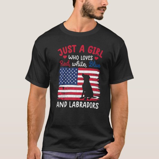 Gewoon een meisje dat van de rode witte blauwe lab t-shirt (Voorkant)