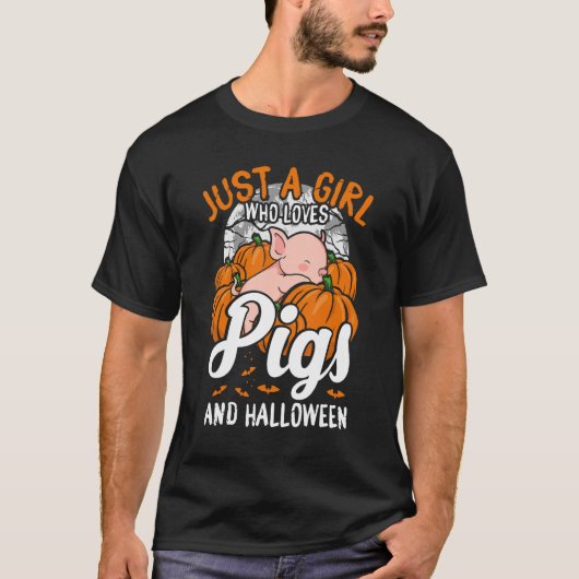 Gewoon een meisje dat van de Varkens Halloween Sei T-shirt (Voorkant)