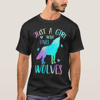 Gewoon een meisje dat van de Waterverf van de Wolv T-shirt