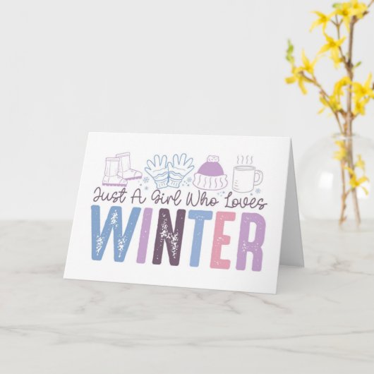 Gewoon een meisje dat van de winter houdt leuk sei kaart (Gele Bloem)