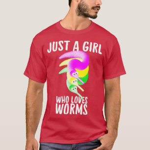 Gewoon een meisje dat van de Worms Fuzzy Worm Spee T-shirt