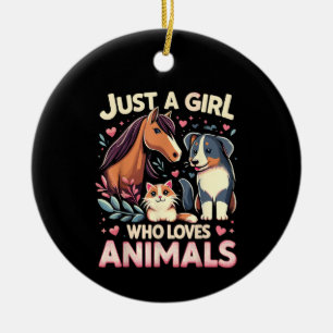 Gewoon Een Meisje Dat Van Dieren Houdt Schattig Di Keramisch Ornament