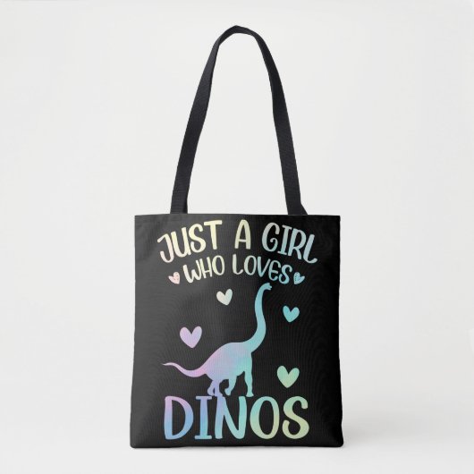 Gewoon een meisje dat van Dinos Cute Dinosaur houd Tote Bag (Voorkant)