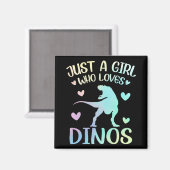 Gewoon een meisje dat van Dinos Cute Dinosaurussen Magneet (Voorkant / Achterkant)